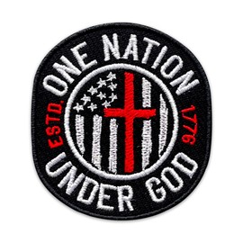 One Nation Under God Embroidered Patch Religious Christian Embroidery Patches for Clothes Jackets Backpacks Hats Uniforms Sew On Iron On Patch Faith Jesus Patch Gifts for Men Women Size 3x2.8 Inches