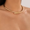 NKFOOPDU Simple Collar Necklace Open Round Chunky Geometric Choker Necklace
