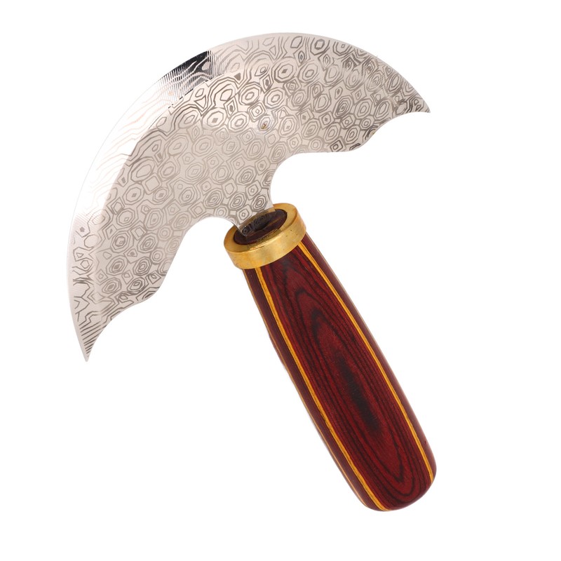 Round Leather Knifes Incisive Blade High Hardness Polished Wooden Handle