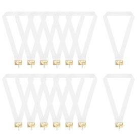 PATIKIL Award Neck Ribbons with Snap Clips, 20 Pcs Polyester Striped Medal Lanyards Ribbon with Leather Head Design for Competitions Sports Meetings Sports Party, White