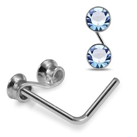 Nose Studs Lavender Gem S Shaped 925 Sterling Silver 22 Gauge L Shaped