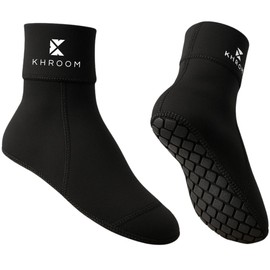Khroom 3 mm Neoprene Socks for Men, Women, Children, Water Socks with Non-Slip Sole, Suitable for Fins, Black, Waterproof Aqua Socks for Beach and Beach Volleyball, Swimming Socks, black, 44/46 UK