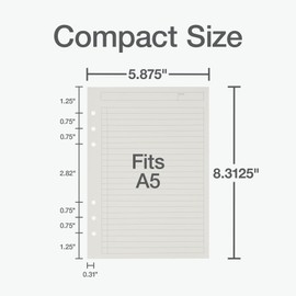 Oxford A5 Refill Paper, 6 Ring Lined Paper with Boxes for To Do Lists, 120 Sheets, 6 x 8.25 Inches, Notebook, Bullet Journal and Planner Inserts (1016732)