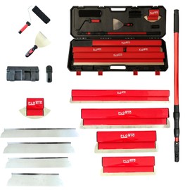 Drywall Skimming Blade Set with Portable Case, Stainless Steel 10", 14", 24", 32" & 40" Skimming Blades with 40"-84" Extension Handle, Drywall Finishing Tools