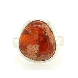 Genuine Mexican Fire Opal 925 Solid Sterling Silver Engagement Ring Size 7