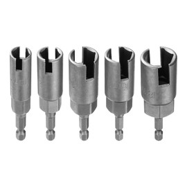 sourcing map 5pcs H10/12/14/16/18 Wing Nut Driver Set 10mm/12mm/14mm/16mm/18mm Metric 6-Point Socket 1/4" Hex Shank Power Deep Slot Wing Nut Drill Bit Wrench for Panel Nuts Bolts Screw Eyes