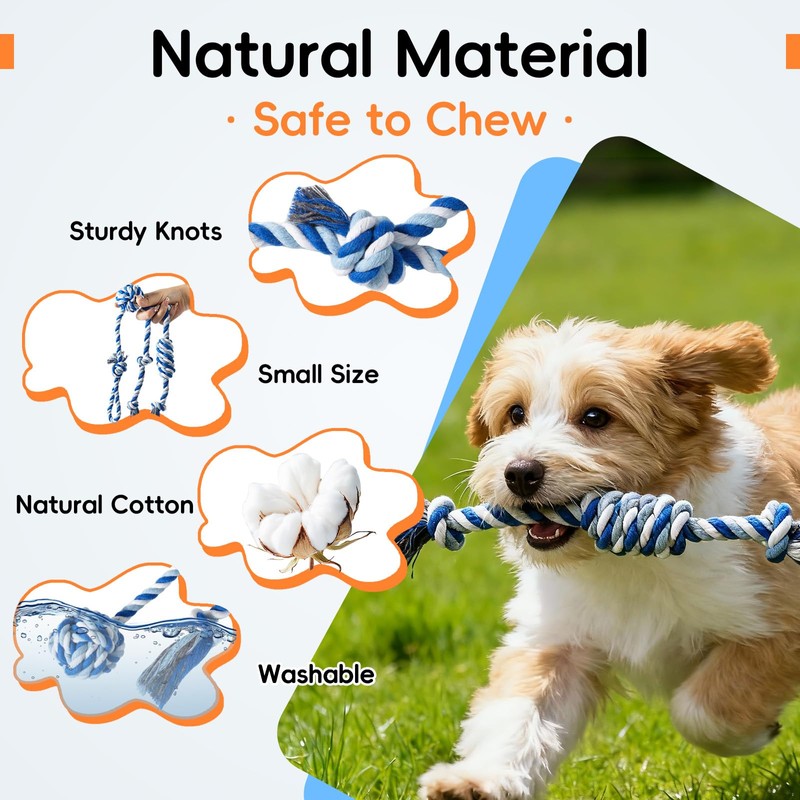 wodoca Dog Rope Toys 4 Pack, Puppy Teething Cotton Knot
