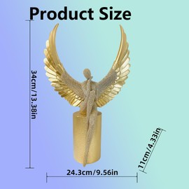 MOTIAHOOM Winged Pensive Sitting Angel Statue Home Decor - Resin Angel Figurine for Shelves,Vanity - Indoor Sculpture Decoration – Thoughtful Birthday Gift for Women