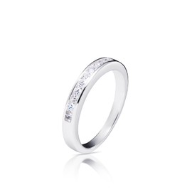ARDU Eternity Ring – 925 Sterling Silver | 3mm Promise, Wedding, or Engagement Ring with Half Band White Cubic Zirconia, for Women | Sizes J–U