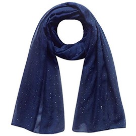 Lina & Lily Solid Shimmer Sparkle Glitters Sheer Maxi Shawl Scarf Hijab (#16 NAVY BLUE)