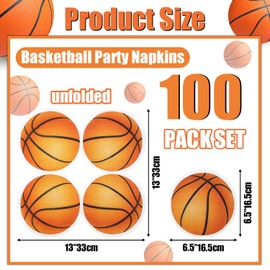 Hegbolke 100Pcs Basketball Napkins Basketball Shaped Paper Napkins Basketball Party Favors for Sport Party Baby Shower Birthday Party Basketball Themed Party Supplies