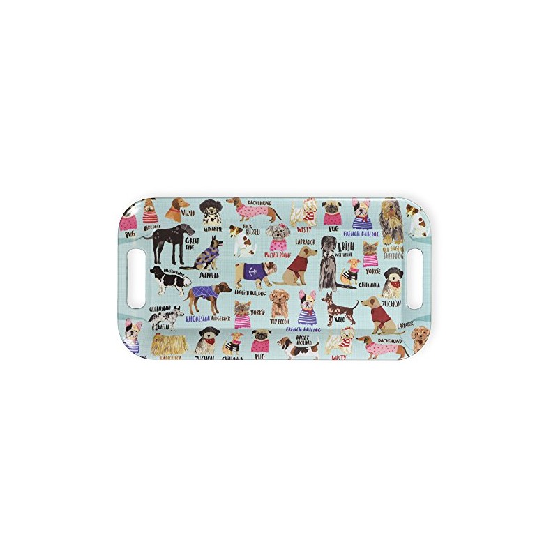 Boston International Melamine Serving Tray with Handles, 15" X 8",