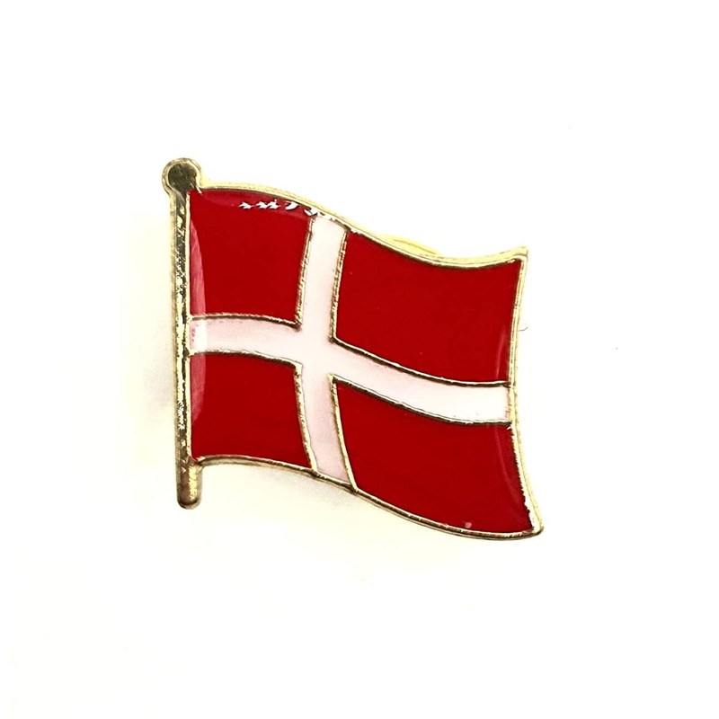 Danish Flag Metal Enamel Pin Badge, Metal