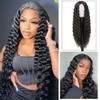 INSTASTYLE 30 Inch Synthetic Curly Wigs for Women Long Black