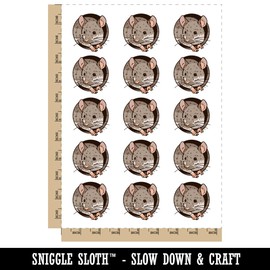 Realistic House Mouse Peeking Through Hole Rodent Temporary Tattoo Water Resistant Fake Body Art Set Collection - 15 2" Tattoos (1 Sheet)