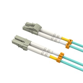 CableLeader 9m OM4 LC to LC UPC Duplex Corning Fiber Optic Cable 10GB Multimode 50/125 LSZH/OFNR Rated, LC-LC Network Cable, Fiber Patch Cable, Aqua