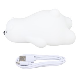 LED Colorful Night Light Cute Lying Bear Shaped Soft Silicone USB Rechargeable Bedside Night Lamp
