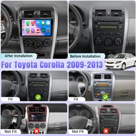 Naifay Android Car Radio for Toyota Corolla 2009 2010 2011 2012 2013, 9inch Touch Screen for Corolla Car Stereo with Carplay/Android Auto/Bluetooth/FM/GPS/WiFi/Backup Camera/Split Screen