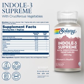 SOLARAY Indole-3 Supreme with Cruciferous Vegetables - Women's Health Support - DIM Plus Broccoli, Kale, and More - Lab Verified, 60-Day Guarantee - 30 Servings, 30 VegCaps