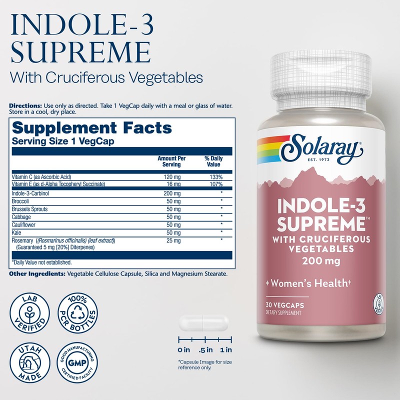 SOLARAY Indole-3 Supreme with Cruciferous Vegetables - Women's Health Support