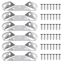 6PCS Universal Stainless Steel Furniture Corner Connector, Stainless Steel Corner Braces, Wooden Furniture Triangle Stabilizer for Furniture Corner Connectors, Including 42 Screws
