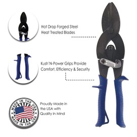 MIDWEST Blade Crimper - Sheet Metal Duct End Crimps Up to 1-5/8" with Compound Leverage & KUSH'N-POWER Comfort Grips - MWT-C5