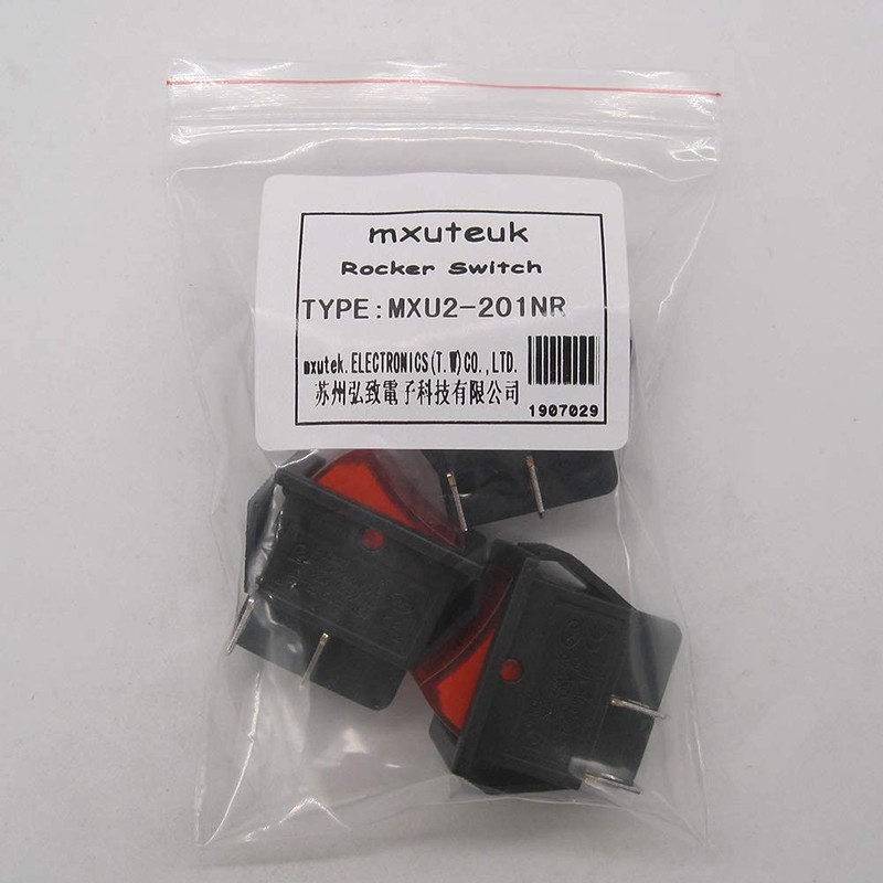 mxuteuk 3pcs AC110V/120V Rocker Switch DPST ON-Off 4 Pin Red
