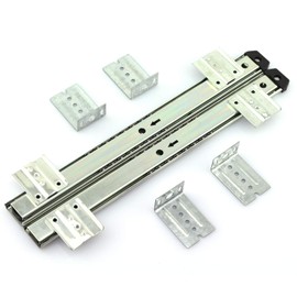 Lind Kitchen 1-Pair 14 inch / 350mm Keyboard Slide Super Smooth Mute Ball Bearing Pull Out Tray Adjustable Hanging Bracket Suspension Track Guide Rail Fold Telescopic Drawer Runners Silver