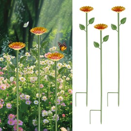 Bee Watering Station for Garden 1 Pack Metal Bee Feeder Cups with Colorful Flower Design,Butterfly Bee Bath Bowl for Outdoor Garden Yard Decor(Yellow)