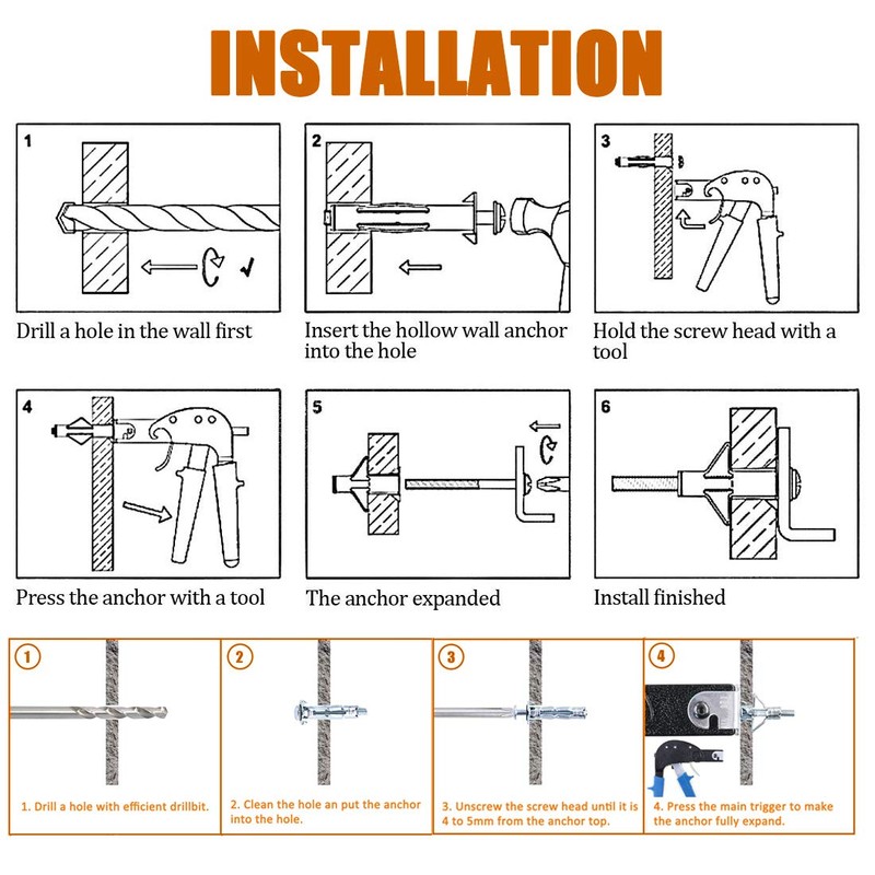 ISPINNER 20 tornillos de anclaje de pared M4 x 32