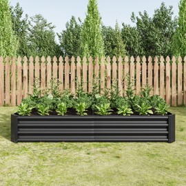 FOUBAM Galvanized Raised Garden Bed for Vegetables,Planter Raised Garden Boxes Outdoor,Metal Raised Garden Beds Steel Kit for Vegetables Flower Herb Patio Black Rectangle