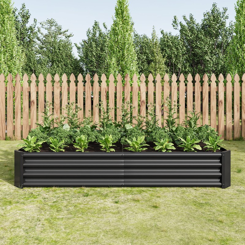 FOUBAM Galvanized Raised Garden Bed for Vegetables,Planter Raised Garden Boxes