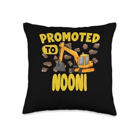 Promoted To NOONI Excavator Pregnancy Annoucement Matching Throw Pillow, 16x16, Multicolor