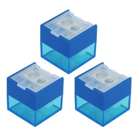 KUM AZ103.76.16-B - Pencil Sharpener with Container Cube M2, Blue, Multipack, Pack of 3, Double Container Sharpener