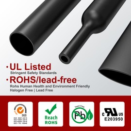 Chanzon 4:1 Ratio 1-1/4" (32mm) Heat Shrink Tubing - Marine Grade Waterproof Adhesive Lined - 4Ft Roll (1.22M Total Length) Black Polyolefin Sleeving Wrap Shrinking 4 to 1 Ratio 1pcs