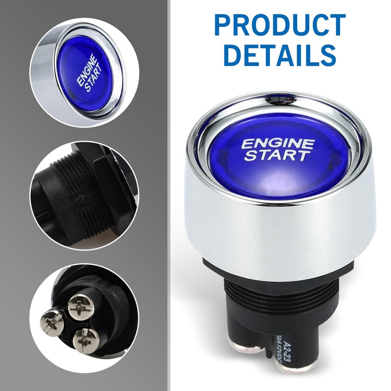 getfay 1 PC Car Engine Start Ignition Push Switch, 1.8"