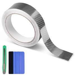 Arespark Gloss Grey 6D Carbon Fiber Vinyl Tape for Chrome Delete Door Sill Protector Window Trim Blackout Vinyl Wrap, Automotive Anti-Scratch Detail Protection Film Contain Tool Kit (1in x 30ft)