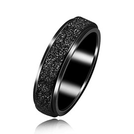 Uloveido 6mm Black Spining Rotating Rings Fidget Anxiety Relief Ring for Men Husband Boyfriend Y2179-UK (Size X1/2)