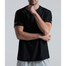 Men's Cooling Ice Silk Running Shirts Quick Dry Short Sleeve Athletic Gym T-Shirts UPF 50+ Outdoor Workout Tshirts Black