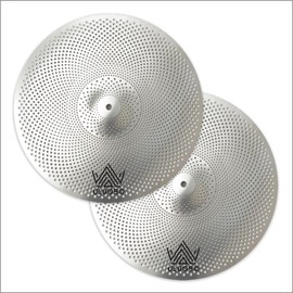 ULUOBO 13 inches Hi Hat Cymbals Pair, Low Volume Quiet Silent High Hat Cymbal Set for Practice (2 Piece,Silver)