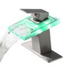 ICREEH LED Waterfall Bathroom Sink Faucet, 3 Colors Changing Glass