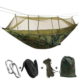 Outdoor Camping Hammocks with Mosquito Net, Portable Hammock, Parachute Tent for Two People, 260 x 140 cm, Weight Capacity: 200 kg, Camouflage Color