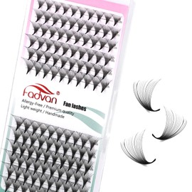 Volume Eyelashes, Pre-Fanned 20D Prefabricated Russian Eyelash Extension Volume Bouquet, 0.07 D Curl, 8-14 mm Mix, Short Handle, Natural Volume Eyelashes (20D-0.07-D-(8-14)