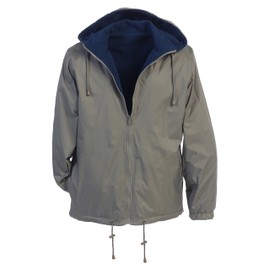 Gioberti Men's Reversible Rain Jacket with Polar Fleece Lining, Gray/Navy, M