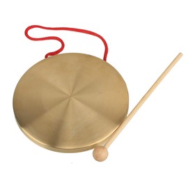 Yibuy 150mm Brass Instruments Copper Cymbals Opera Gong with Round Play Hammer Drumstick