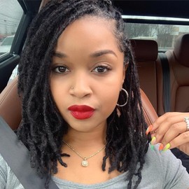 0.4 cm Width 12 Inch 30 Strands Human Hair Loc Extensions, Natural Black 100% Full Handmade Permanent Real Human Hair Dreadlock Extensions for Women/Men/Kids Can Be Dyed Bleached Curled Twisted