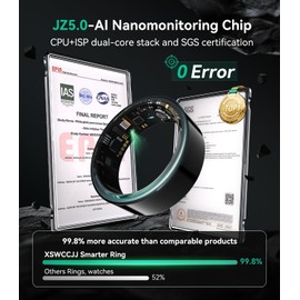 XSWCCJJ New Upgraded Smart Ring【JZ5.0 Chip & 0 Measurement Error】 IP68 Waterproof | Smart Ring Women & Men For Sports Time, Distance, Calories Waterproof Compatible Black 9#