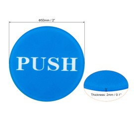 PATIKIL Push Pull Door Sign, 2 Pack Self-Adhesive Round Acrylic Gate Sticker Wall Marker for Office Store Shop, Blue