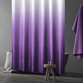 Gibelle Purple Shower Curtain, Waffle Weave Ombre Fabric Shower Curtain Purple Bathroom Decor Accessories Set with Hooks, Water Repellent and Machine Washable, 72 x 72