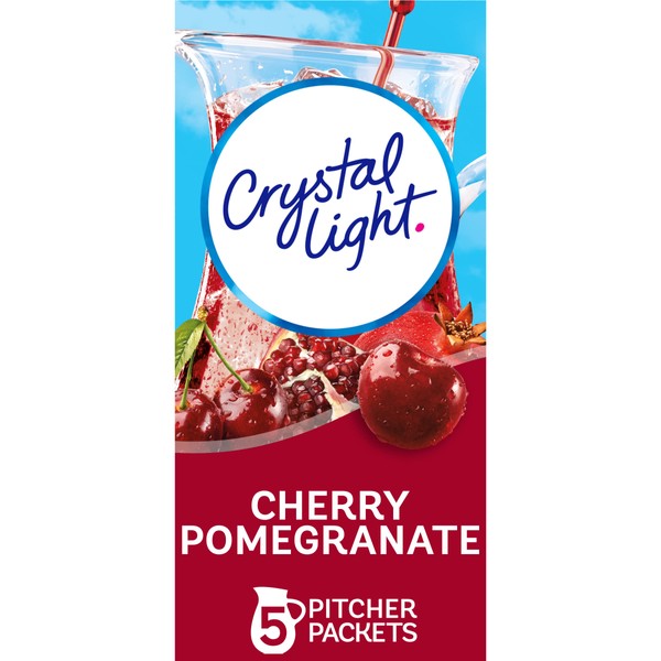 Crystal Light Sugar-Free Cherry Pomegranate Naturally Flavored Powdered Drink Mix (60 Ct Pack, 12 Canisters Of 5 Pitcher Packet)